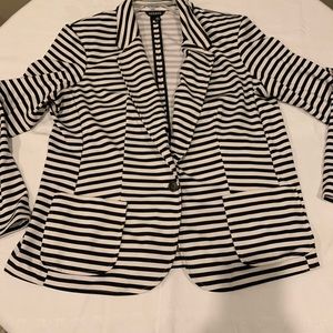 Summer blazer - George XXL Black and White Striped Knit Blazer